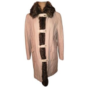 Faux Fur Shearling Coat Orvis mid-length faux fur collar fur trim along the cent